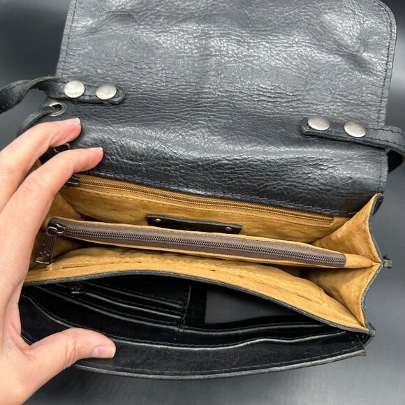 Patricia Nash Black Leather Crossbody Shoulder Bag Purse Removable Strap Clutch - Picture 4 of 14